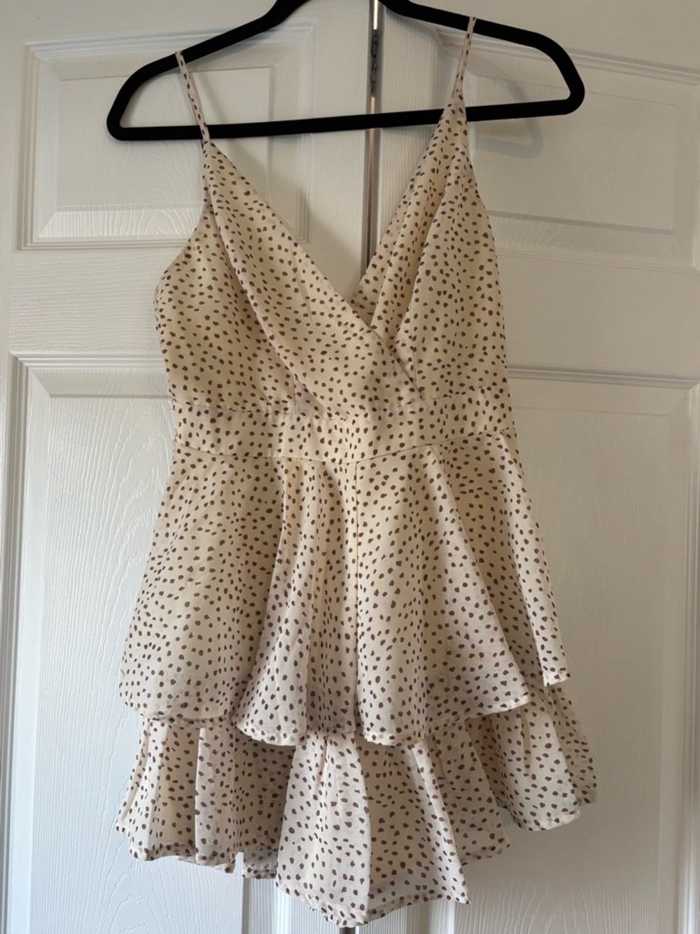 Lulu's Cream Polka Dot Tiered Romper